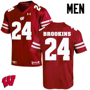 Men's Wisconsin Badgers NCAA #24 Keelon Brookins Red Authentic Under Armour Stitched College Football Jersey YO31E06FC